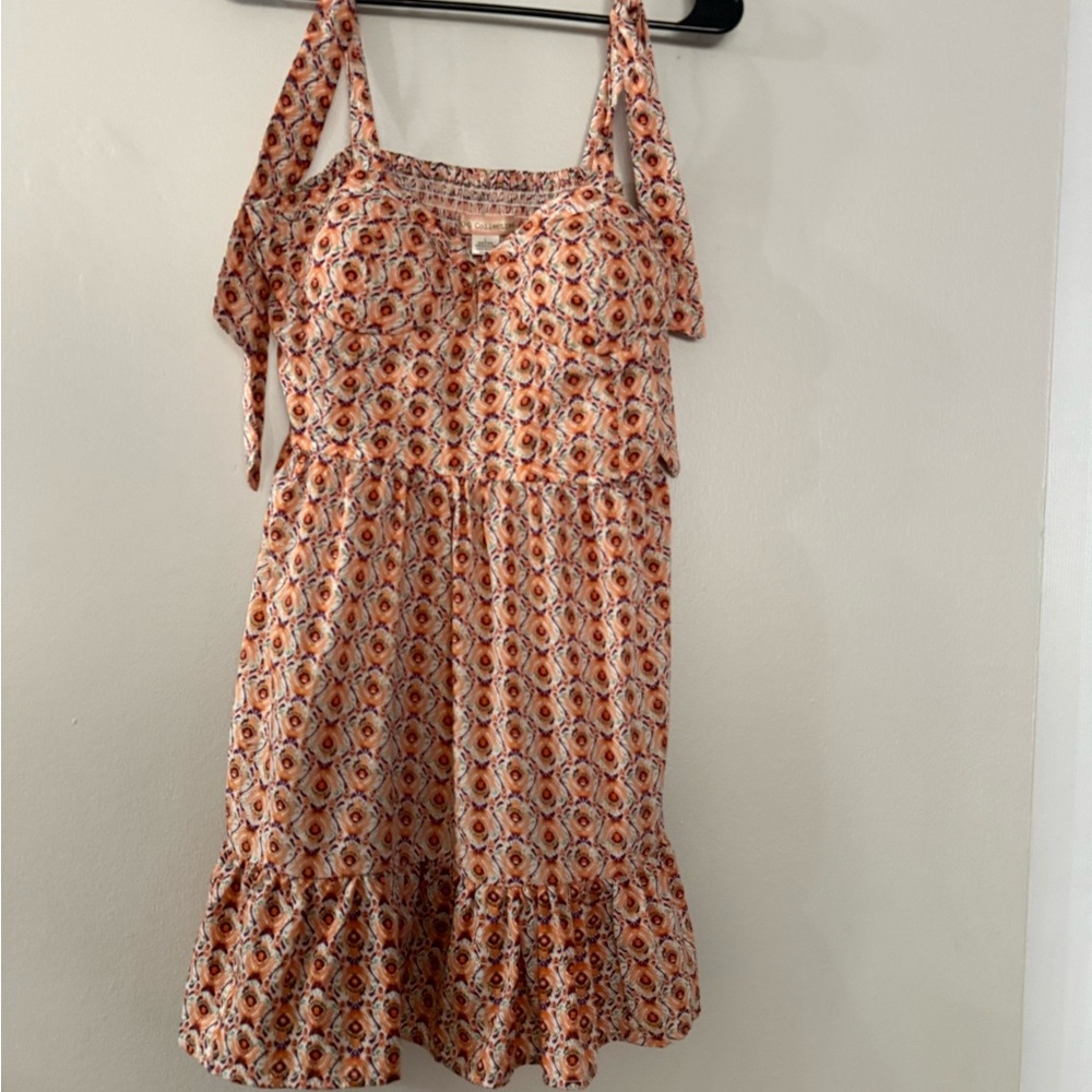 Chic Orange Patterned Mini Dress